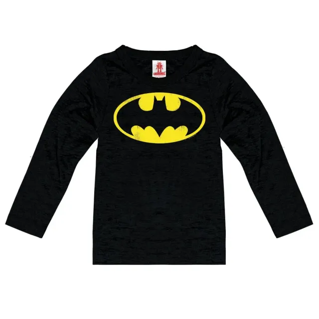 LOGOSHIRT DC Comics Batman Logo Langarmshirt Kinder Baumwolle