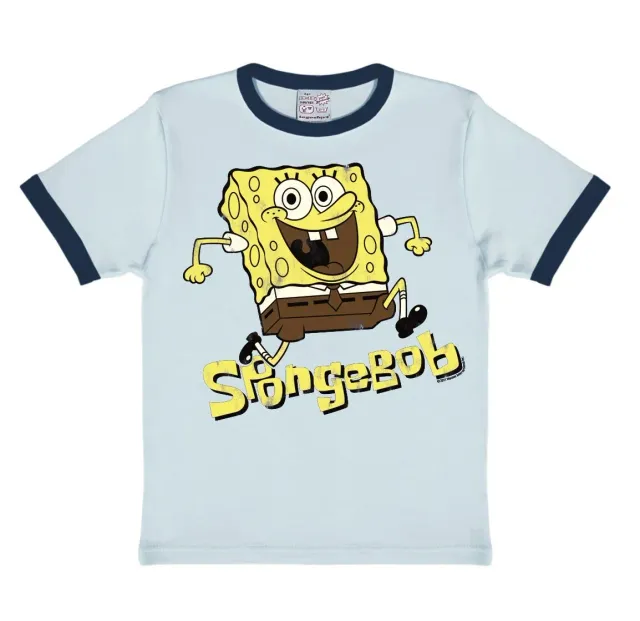 LOGOSHIRT SpongeBob Jumping T-Shirt Kinder hellblau 80/86