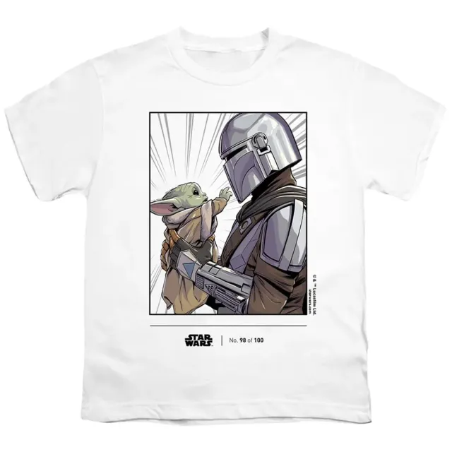 Star Wars Disney 100 Grogu & Mandalorian Kinder T-Shirt Weiß 9-10