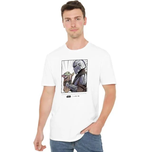 Star Wars Disney 100 Grogu & Mandalorian Herren T-Shirt Weiß XXL