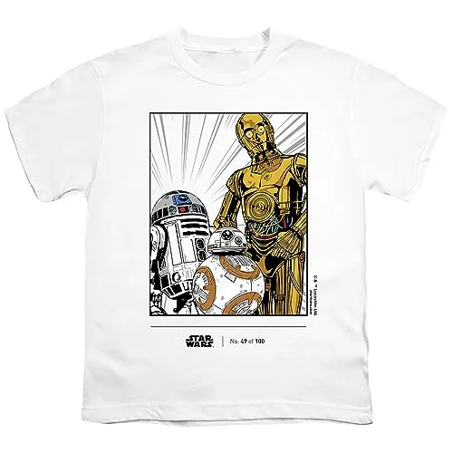 Cotton Soul Star Wars Disney 100 R2-D2 BB-8 C-3PO Kinder-T-Shirt Weiß 10–12 Jahre