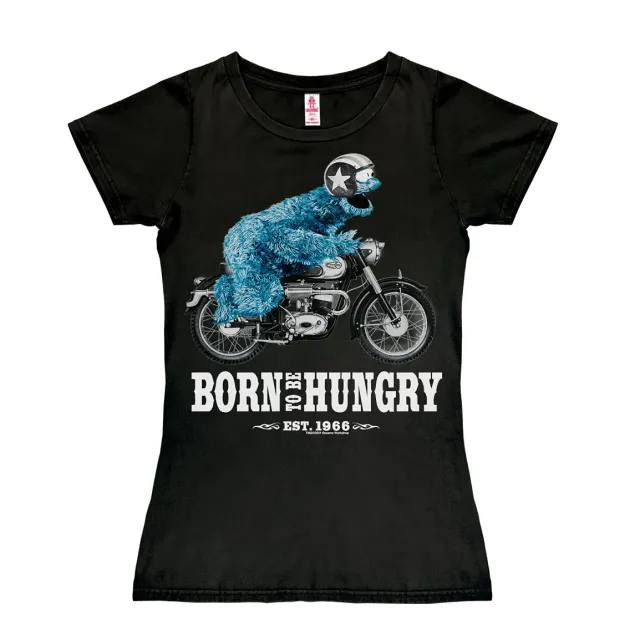 LOGOSHIRT Sesamstrasse Krümelmonster Motorrad T-Shirt Damen