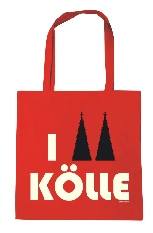 LOGOSHIRT I Love Kölle Baumwolltasche 38x42 cm