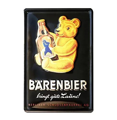 LOGOSHIRT Bärenbier Blechschild 20x30cm 3D Retro-Motiv