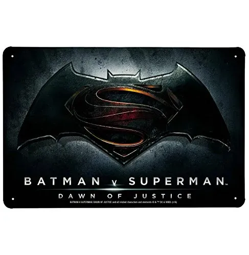 LOGOSHIRT Batman v Superman Blechschild Retro