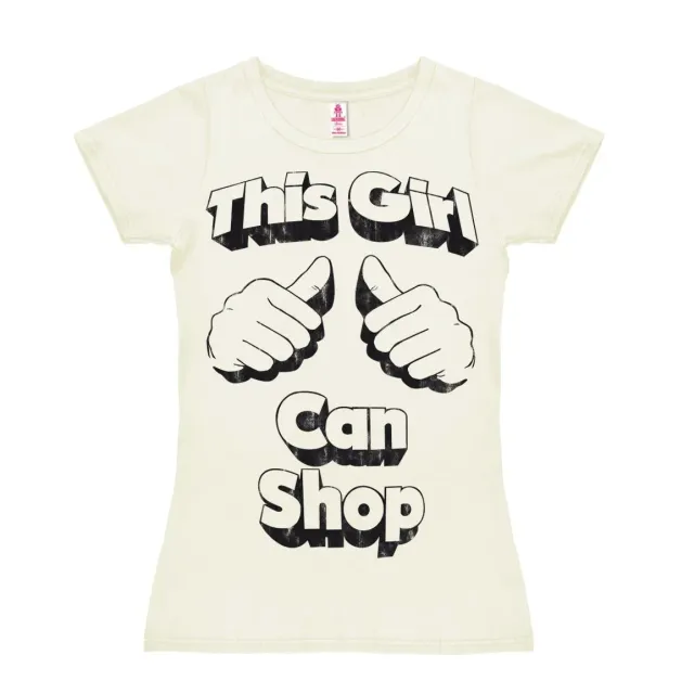 LOGOSHIRT This Girl Can Shop T-Shirt Damen Vintage-Druck
