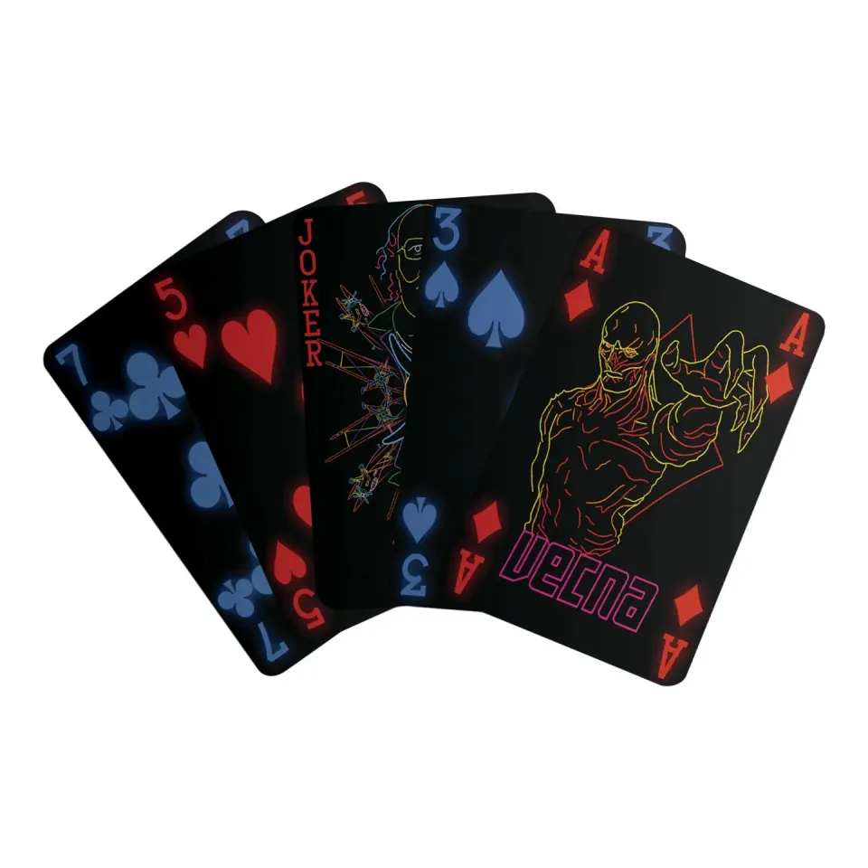 Fanattik Stranger Things Spielkarten schwarz 52+2 Neon